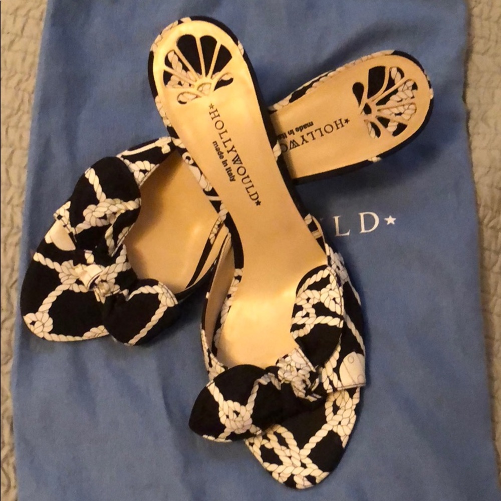 Hollywould black and white peep toe pumps